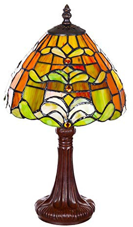 Birendy Lampe im Jugend-Stil Libelle, edel, Rose Dekorationslampe, Mosaiklampe, Glaslampe, Leuchte,Tischlampe, Tischleuchte (Tiff 151)