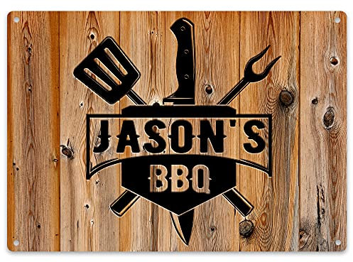 Purple Print House BBQ Sign Personalised - Garden Party Gift For Dad - Barbecue Signs and Plaques Outdoors Area Fathers Day, Garden & Outdoor, Large, Design 1