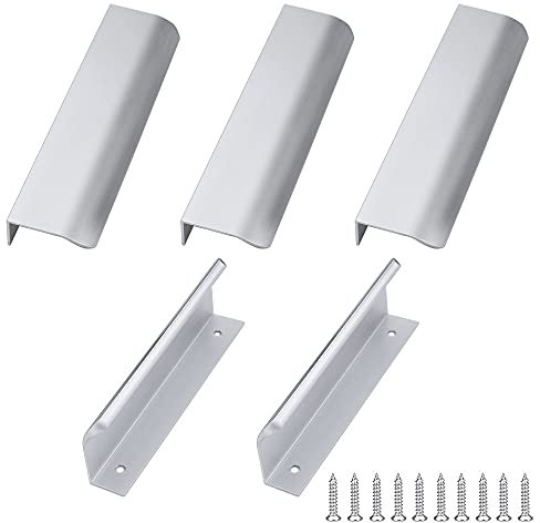 Zasvec Schubladengriff 5 Stück 128mm Aluminium Silber Geschwungener Spiegelschrank Griffe Möbelgriffe Schrankgriffe Küchengriffe Griffe für Küchenschränke Griffleiste Möbelgriff