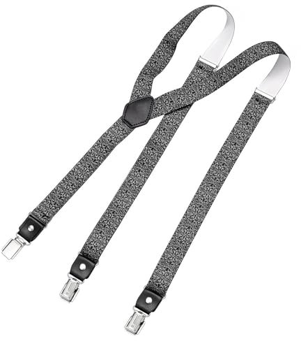 DonDon Hosenträger Herren gepunktet Ornamente schmal 2,5 cm - Extra starke Clips für Anzug - Hosenträger Herren extra stark - Ideal für Männer oder Damen Rockabilly Suspenders