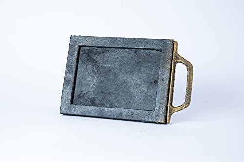 SEZAM Drosselschieber zur Luftregulierung aus Gusseisen, Rauchgasdrosselung, Kaminschieber - für Pizzaofen - Brotofen - Steinofen - Holzofen, 25 x 1,5 x 16 cm, altgoldfarben bemalt