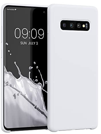 kwmobile Hülle kompatibel mit Samsung Galaxy S10 Plus / S10+ Hülle - Silikon Handy Case - Handyhülle weiche Oberfläche - kabelloses Laden - Weiß matt