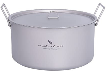 Boundless Voyage 5L Outdoor Camping Titan Topf Suppentopf mit Deckel Klappgriff Wandern Picknick Tragbar Große Kapazität Suppentopf Kochtopf Ti2104C