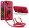 JMstore Mobile Phone Chain Protective Case Compatible with iphone 14 Plus, Ring Stand Magnetic Iron Sheet+Card Slot Camera Protection Silicone Case-Red