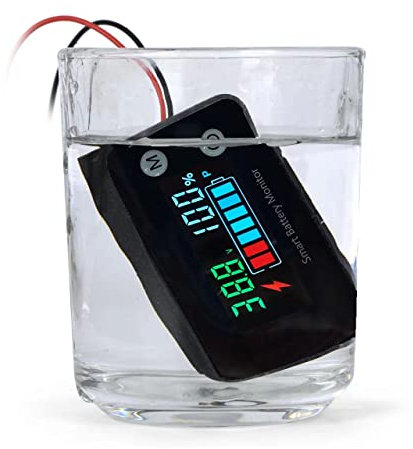 SUPNOVA IPX7 Waterproof Battery Monitor12v 24v 36v 48v 60v 72v,Car Motorcycle Golf cart Battery Meter Digital Battery Capacity Remaining Capacity Percentage Tester with Buzzer Alarm and Temperature