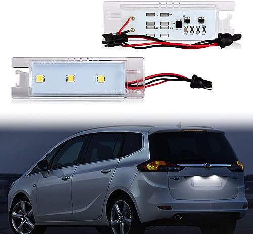 POPMOTORZ LED Number Plate Light for V-auxhall Ope-l Zafira B Vectra C Corsa C Corsa D Astra H with Canbus Design Error Free 5050 SMD License Plate Lamp Taillight White, 2Pcs