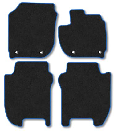 Fits Honda Jazz (2015-2020) [Automatic] Carpet Car Mats | Blue Edge Trim Tailored Fit Floor Mats Full Coverage Protection Accessories Easy Clean Anti Slip Made in the UK