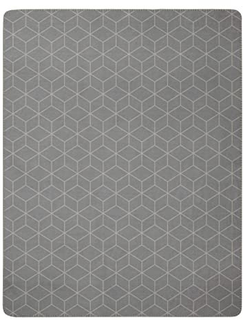 Villeroy & Boch® Wohndecke Carré Stone I Flauschige Kuscheldecke aus Baumwollmischgewebe I hellgraue Sofa-Decke in 150x200 cm I Made in Germany I nachhaltig produzierte Decke mit grafischem Muster