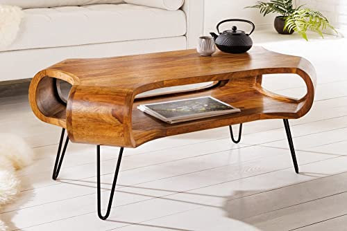 LEBENSwohnART Design Couchtisch LIVE-RANIC ca.100cm Sheesham Palisander Metallbeine Retro