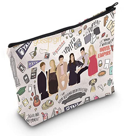 TV inspirierte Geschenk-Kosmetiktasche mit Gossip-Charakteren für Freunde, Geschenk (Spotted UK), weiß