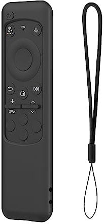 Silicone Protective Case Cover for Newest Samsung Smart TV Solar Cell Remote Control, for Samsung Remote Battery Back Covers Skin Holder Sleeve with Lanyard (Black)