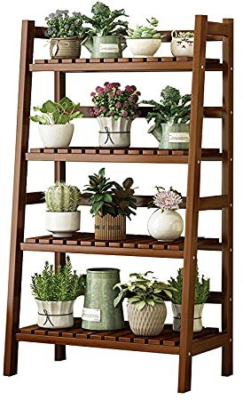 Pflanzenständer aus Holz, Aufbewahrungsständer für den Außenbereich, Garten, Innenbereich, Balkon, stehender Pflanzgefäß, Holzleiter, Pflanzgefäßständer, 110 cm x 50 cm