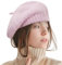 Gllutt Wintermütze für Damen, Wollmischung, französischer Stil, dick, dehnbar, weich, Flieder, Einheitsgröße