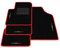 Tappetini compatibili con Fiat 500 2007-2010, ricamo bandiera Italia, kit tappetini auto personalizzati, set tappeti in moquette, bordo rosso.