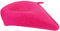Gllutt Frauen Wolle Barett Hut Französisch Stil Einfarbig, Knallpink (Hot Pink), Einheitsgröße