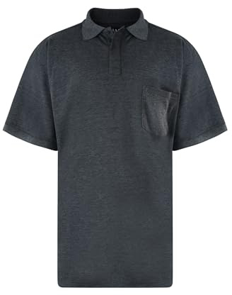 Kam Mens Polo Shirts Short Sleeve Collared Neck Lightweight Sports Gym Tee Top for Big Tall Men Plus Size - Charcoal - 7XL