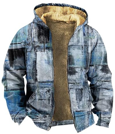 HSUAYEUD Parka Herren XL,Herren Mantel Leder Lammfell Anorak Herren Winter Gefüttert wasserdichte Jacke Herren Allwetterjacke Herren Wasserdicht Daunenjacke Xs Herren Leichte Fahrradjacke(L,Blau)