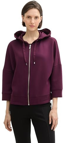 TOM TAILOR Damen Sweatjacke mit Kapuze,35796 - BlackBerry, S