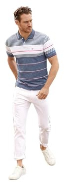 hajo elastisches Poloshirt in Streifenmix