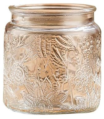 Jarsense Glasdose Vintage Glas Versiegeltes Glas mit Deckel Haushalt Lebensmittelqualität Vorratsdose Kaffeebohnen Teeblatt Vorratsdose Gerbera Muster Klein