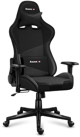 huzaro Force 6.2 Carbon | Gaming Stuhl Bürostuhl Schreibtischstuhl Gamer Sessel Eco-Leder Stoff Carbon | bis 130 kg belastbar | Höhenverstellbar Kopfstütze Lendenstütze Ergonomischer | Schwarz