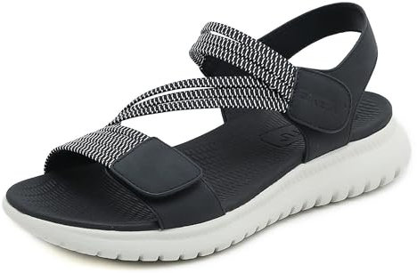 Meik Mangni Sandales Sport Femme Mode de Randonnée été Bout Ouvert Confortables Chaussures de Plage Noir B 38 EU