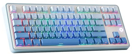 MechLands Ajazz AK870 Gasket-Mounted Wireless Gaming Keyboard, 87 Tasten TKL BT5.0/2.4GHz/USB-C Mechanische Tastatur, mit 5-Layer Padding, Flex-Cut PCB für Win/Mac (Blau, Fliegender Fisch Schalter)