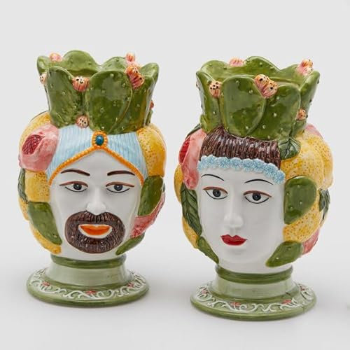 EDG Enzo De Gasperi Vase Kopf Sicily H 24 cm für Sie oder Ihn, 1 Stück, mehrfarbig
