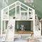 Etagenbett 90x200 cm, Baumhaus Kinderbett für 2 Kinder, Hausbett Hochbett mit Treppe und Rutsche, Holzbett mit Fenster und 3 Schubladen, Stockbett Bettgestell mit Rausfallschutz & 2x Lattenrost, Weiß