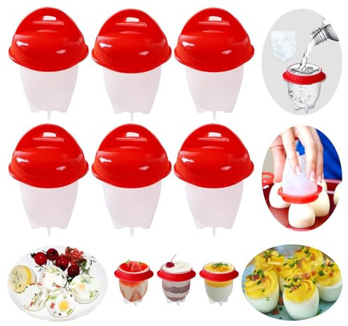 6pcs Silicone Egg Poacher Cups,No Shell Egg Cook Cups Non Stick Silicone Egg Boilers,Silicone Non-stick Egg Cooker,Non-Stick Silicone Egg Boiler,Non Stick Egg Boiler Egg Cooker for Fast Breakfast (6)