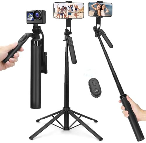 70 inch Selfie Stick for Smartphone,Mobile Phone Tripod with Detachable Remote,Phone Tripod Stand for Filming,Travel Selfiestick Tripod for iPhone,Samsung and Android