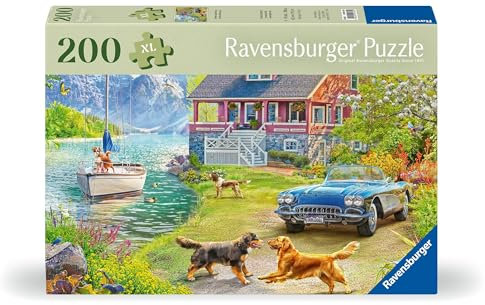 Ravensburger Puzzle 12001370 - Sommerhaus am See - 200 Teile Puzzle für ältere Menschen und Senioren, mit größeren, griffigen Puzzleteilen, großer Bildvorlage und mit Stabiler Unterlage zum Puzzeln