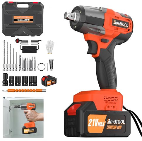 3 in1 Impact Wrench, 21V 3.0Ah Battery, Cordless Impact Driver 550Nm, 3300IPM Impact Frequency, 4pcs Sockets for 14/17/19/21mm