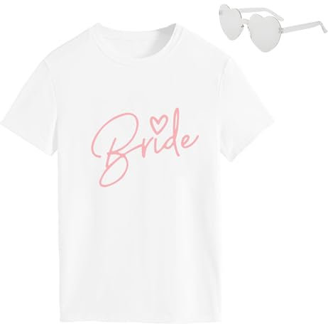 JGA Tshirt,JGA Accessoires Frauen,Bride to Be &Team Bride T-Shirt Weiß Rosa,JGA Dekoration,Junggesellenabschied Zubehör (DE/NL/SE/PL, Alphanumerisch, Einheitsgröße, Regular, Regular, 6, Weiß)
