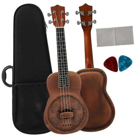 Vintage Red Rust 24 Zoll Konzert Messing Korpus Resonator Ukelele Hawaii Ukulele Mit Koffer Ukulele Set