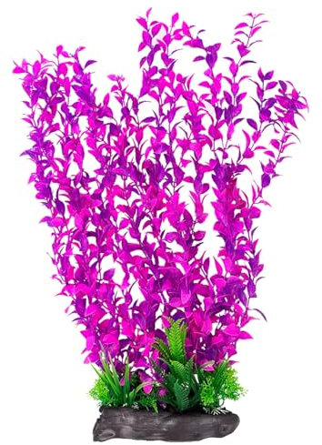 PINVNBY Aquarium Plastic Plants Aquarium Decor Artificial Fish Tank Plants,Tall Fish Tank Decorations, Extra Large Aquarium Plant 20.4 inch Tall,1PCS (Pink)