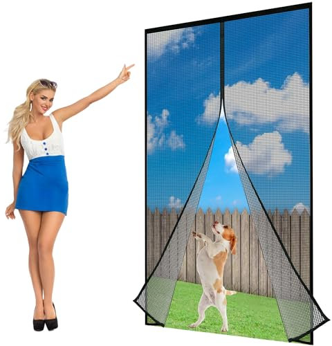 Moustiquaire Fenetre Moustiquaire Porte Fenetre, 100x200cm Porte Magnetique Rideau De LF2C1 Noir