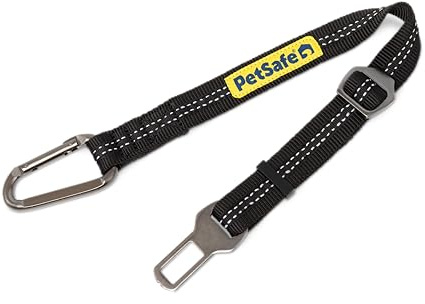 PetSafe Safety Seatbelt Tether Adjustable Dog Seat Belt for Car Works with Any Harness Carabiner Clip, Black - 1 Tether Included