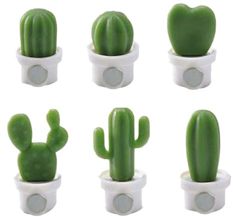6Pieces Cactus Pots Sticker Decoration Succulents Magnets For Refrigerator Secures Note Grocery List Organizing