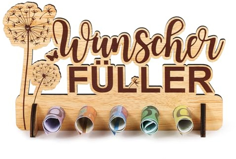 BOFUNX Wunscherfüller Geldgeschenk aus Holz Kleiner Wunscherfüller Karte Geldgeschenk Verpackungen Grußkarte für Hochzeit Geburtstag Jugendweihe Weihnachten Glückwunsch