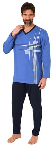 Normann Herren Langarm Schlafanzug Pyjama mit eleganten Frontprint im zeitlosen Design