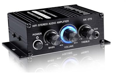 ZKLGS HiFi-Verstärker AK270 400 W 12 V HiFi-Leistungsverstärker Stereo Home Car BASS Amp Music Player Autolautsprecher Klasse D Car Home Sound Power Amp AUX(Amplifier Adapter)