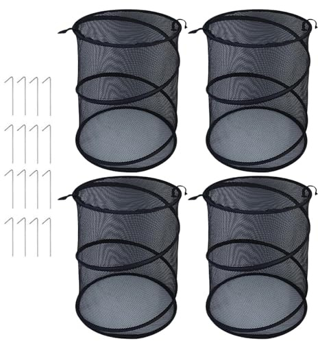 Pop-up Pflanzenschutz, 4er Set Gitterpflanzenschutzkäfige mit netzfacher Ernteschutz 50x33cm Pop-Up Gewächshaus Tomaten Erdbeeren Obst und Gemüse