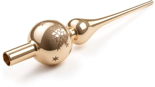 Weihnachtsbaumspitze aus Glas, Christbaumspitze Champagner, 26cm Baumspitze Weihnachten, Tannenbaum Spitze, Weihnachtsbaum Krone - Leicht und Dennoch Robust, Glänzend und Elegant (Champagner)