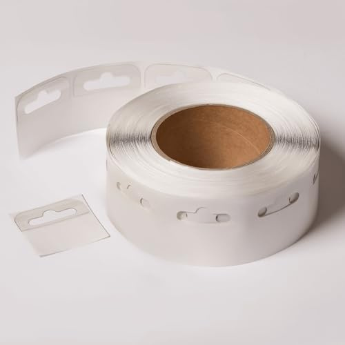 Flexi Tail Hang 500 Tab Reel, Self-Adhesive Display Hooks, 300 Micron Thickness, 50x50mm, Clear, 350g Weight Capacity, Euro Hook Compatible
