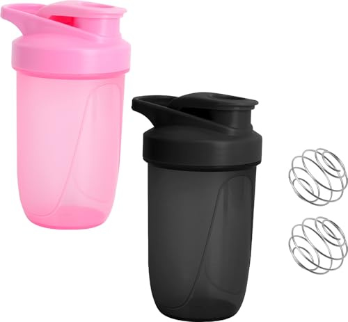 2 shaker proteici da 400 ml, con palla, indicatore ML, a prova di perdite, a prova di perdite