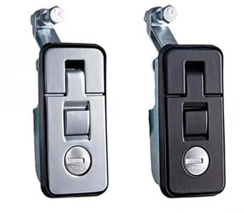 Mortise lever locks with push button bounce system, designed for cabinets, yachts, RV drawers, and wall cabinets, includes mechanical handle and keys (black)