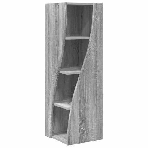 Mhdvray Eckschrank Grau Sonoma 32x32x102 cm Holzwerkstoff Moderner Gartenschrank Balkonschrank mit 4 Regalen Robuste Konstruktion & Platzsparend für Livingroom Bedroom Office