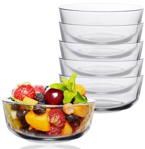Umllpet 300 ml Glasschälchen, Salatschüssel 6er Set, Klein Glas Dessertschalen, Glas Schüsseln, Eisschale, Puddingschalen Dipschale, Süßigkeiten, Stapelbare Servierschalen, Salatschüssel, Soßenschalen