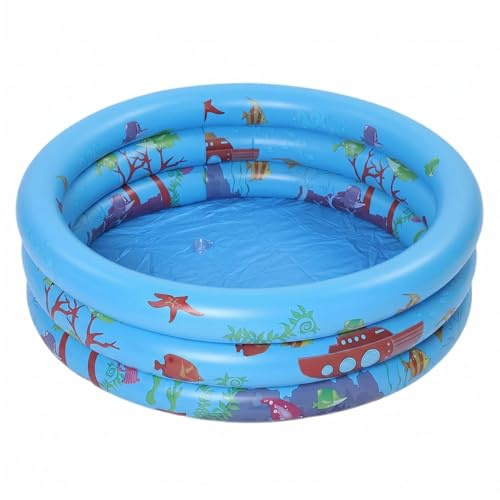 Paddling Pool for Kids, 70x25cm Inflatable Baby Pool Kids 3 Ring Swimming Pool with Soft Inflatable Floor, Small Paddling Swimming Pools for Outdoor Garden Backyard Summer Water Toy (Blue 2)